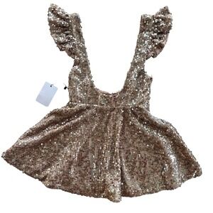 Joyfolie Mia Joy Girl Size 7 Gold Sequins Ruffle Romy Jumper Dress Party Holiday